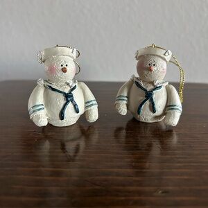 Sailor Snowman Ornaments, Set of 2